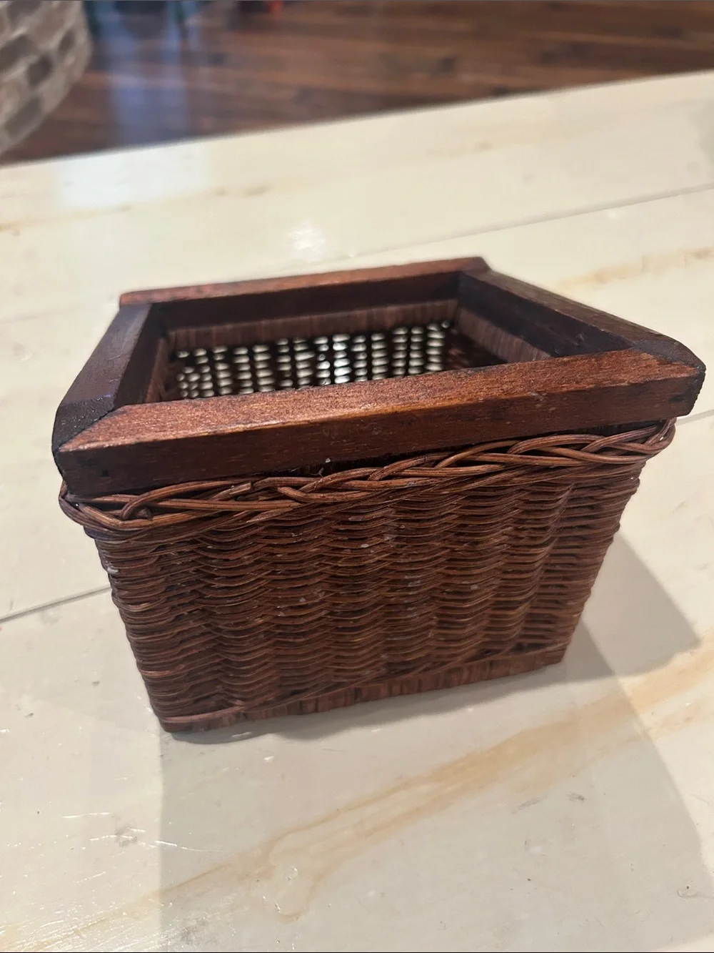 Vintage Brown Woven Square Storage Basket - Home Accents